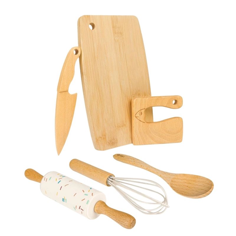 Kitchen Kids Baking Set - Holz-Kindermesser und Backset für Kleinkinder zum